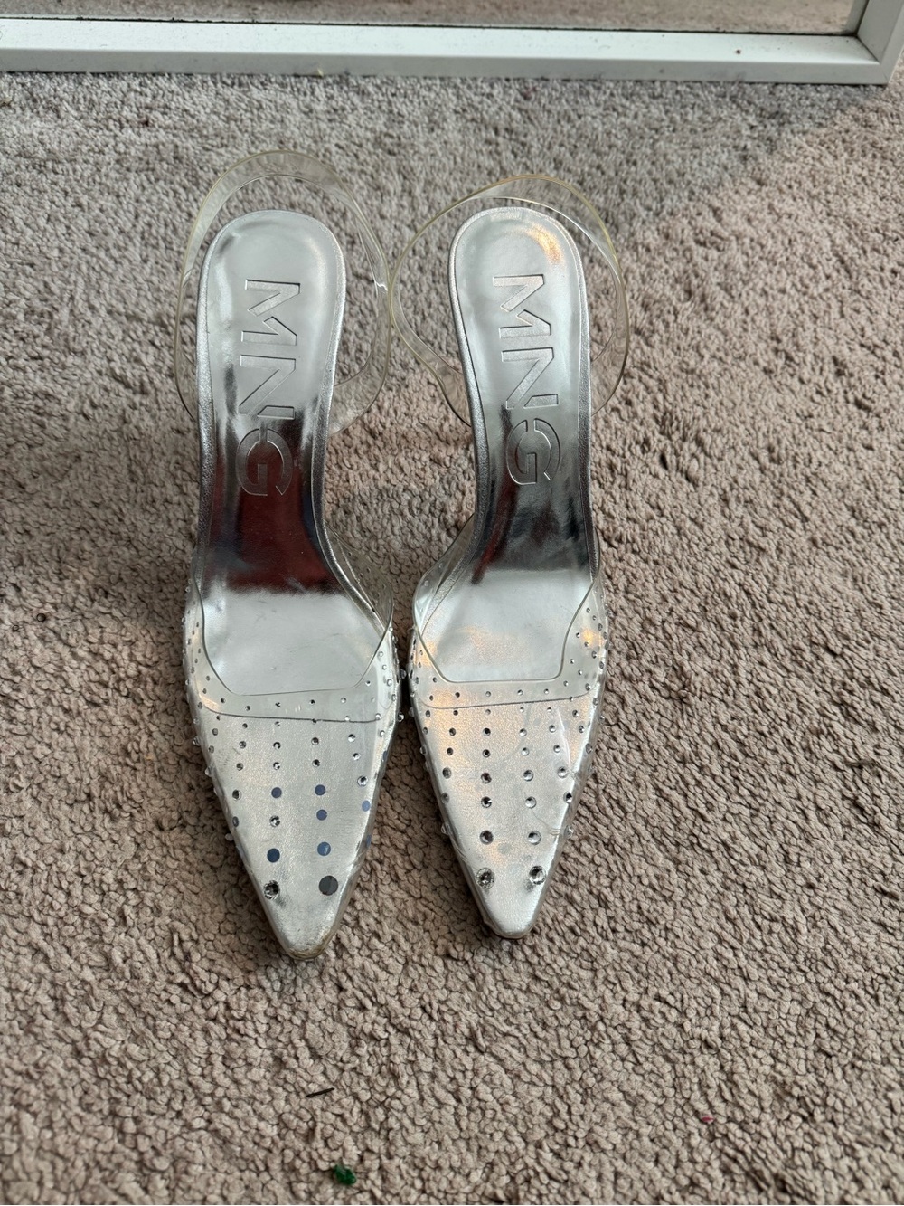 Mango clear heels with rhinestones